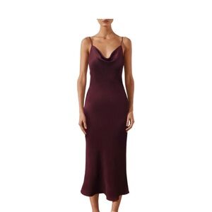 Shona Joy Mia cowl midi dress burgundy